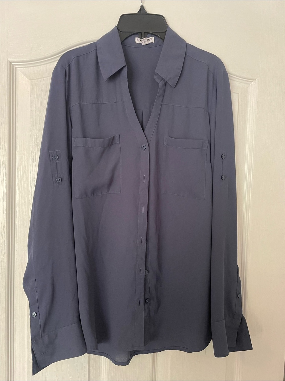 Express Women's Button-Down Shirt in Slate Blue / Gray women’s medium